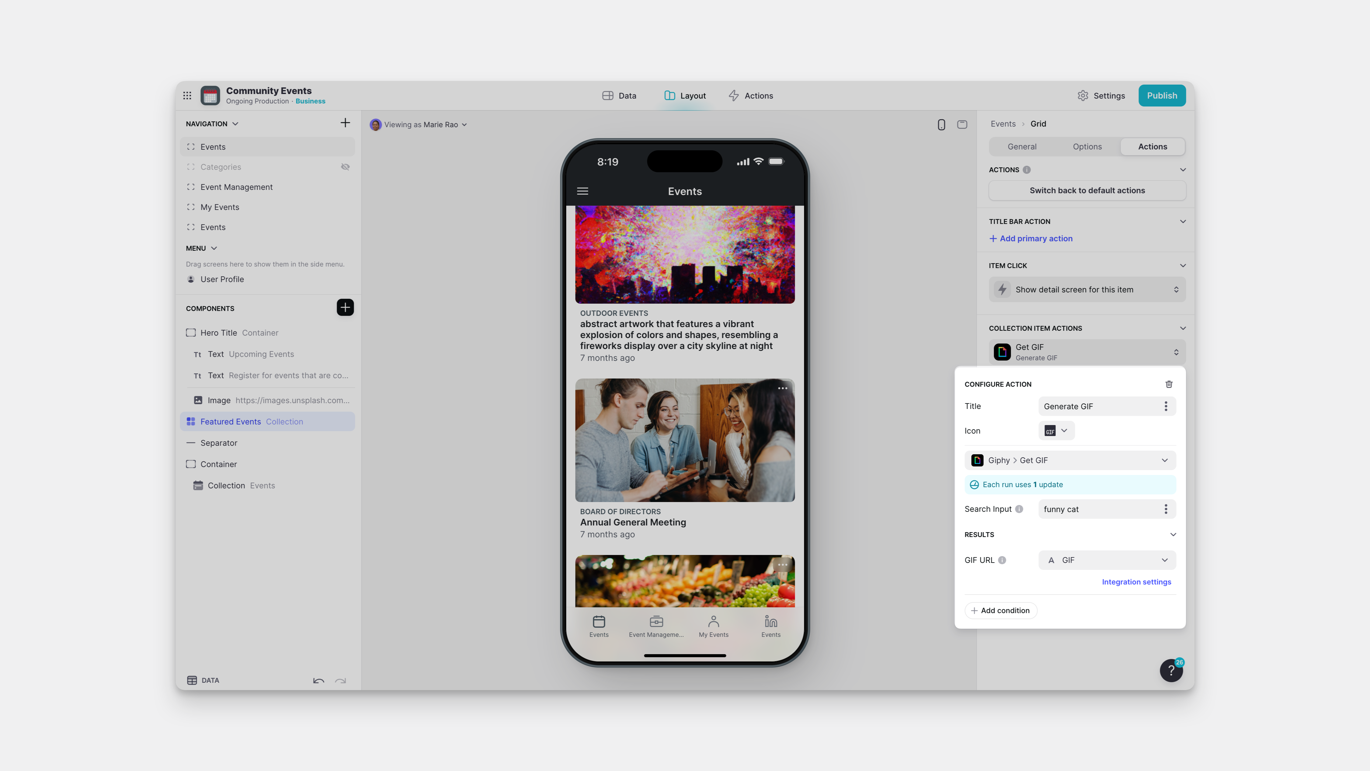 Configuring the Get GIF Action 